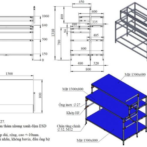 Bàn thao tác dán thảm Nỉ ESD